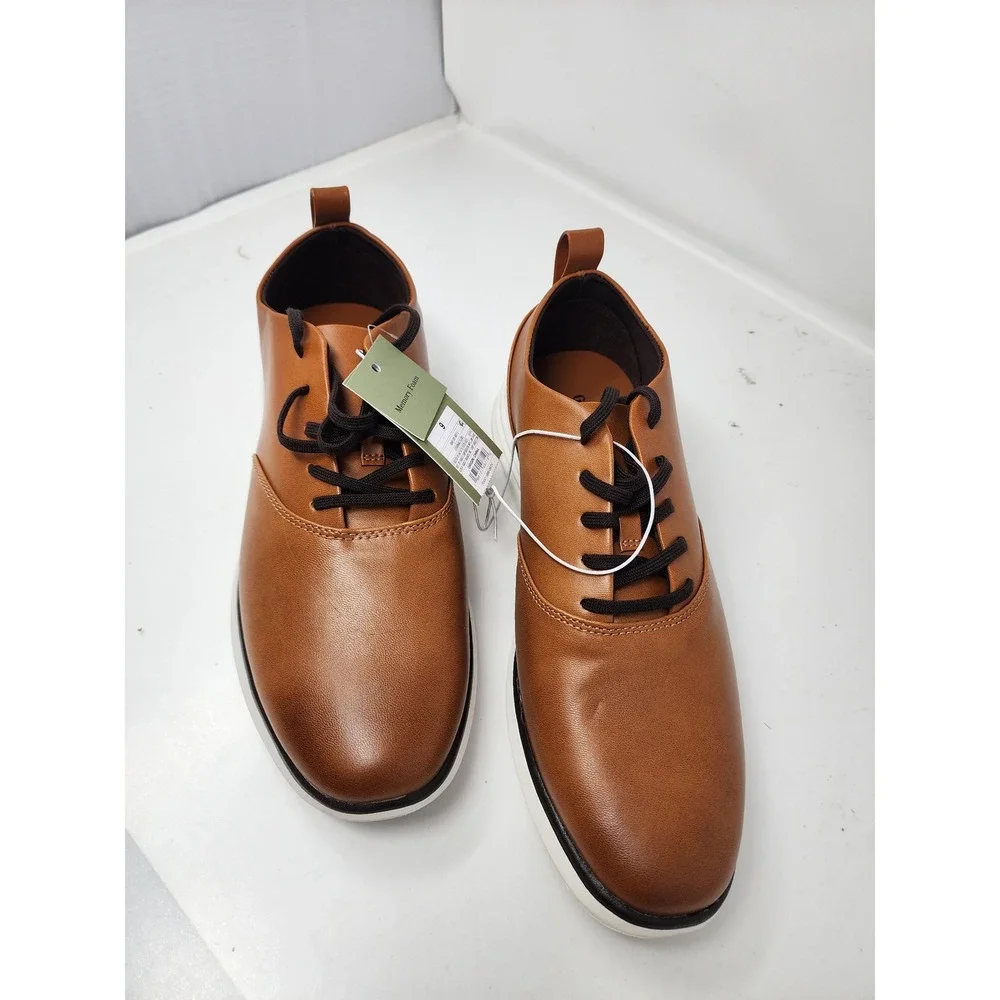 Goodfellow & Co Mens Lace Up Dress Sneakers Brown Faux Leather Size 9